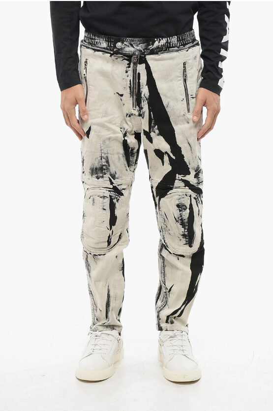 Bikerjeans mit Acid-Wash-Effekt und Knöchelreißverschluss 16 cm in Schwarz & Weiß Image