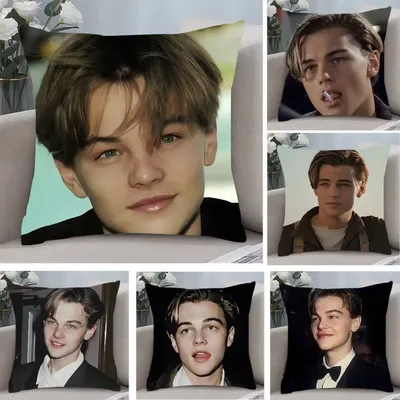 ACTOR L-Leonardo D-DiCaprio Kissenbezug, Anti-Dustmite-Kissenbezug, unsichtbarer Reißverschluss, seidiger kurzer Plüsch-Sofa-Kissenbezug Image