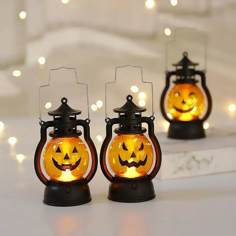 Gruselige Halloween-LED-Kürbis-Geisterlaterne – DIY-Hängeleuchte mit Kerzeneffekt für Zuhause, Horror, Party, Innen- und Außendekoration