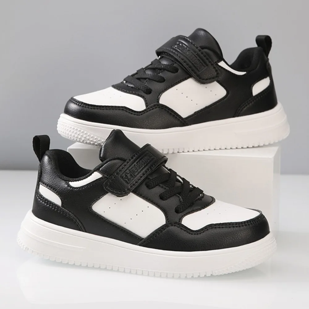 Garçons chaussures baskets en cuir enfants chaussures plates confortables noir blanc chaussures pour enfants filles école marche chaussures antidérapant