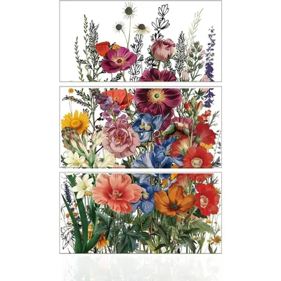 3 Blatt Vintage-Garten-Blumen-Transferaufkleber, 15,2 x 30,5 cm, für Pflanzen, Möbel, Fenster, Reiben auf Transferaufkleber für Heimwerkerarbeiten Image