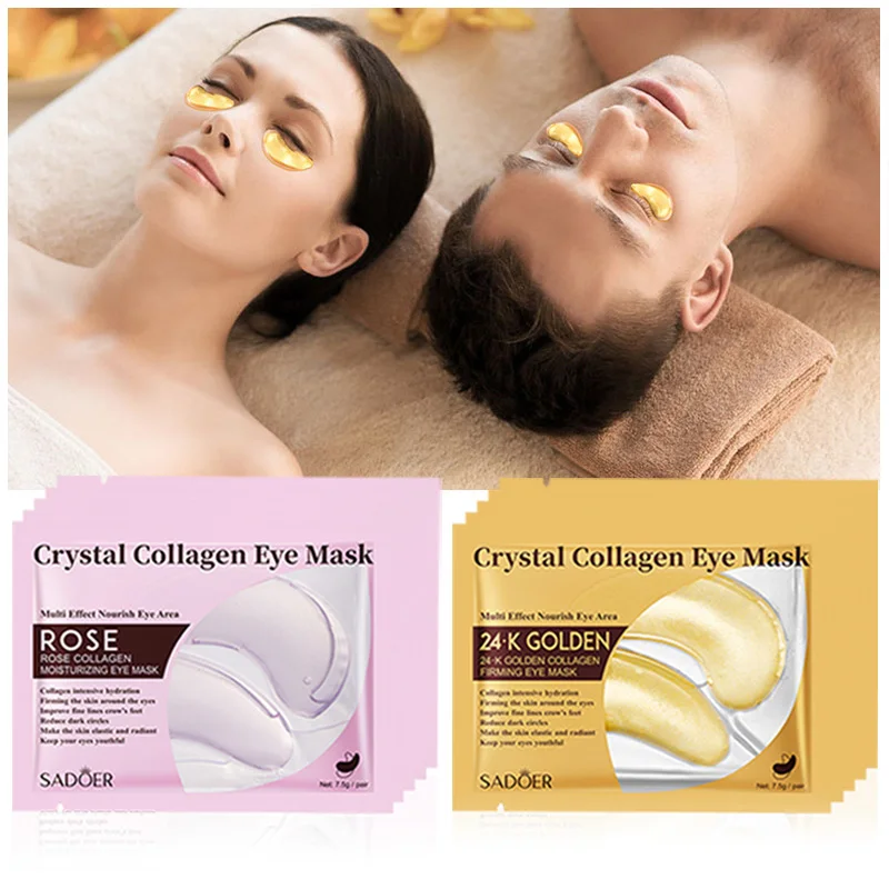 SADOER 24K Golden Crystal Collagen Augenmaske Anti Augenringe Feuchtigkeitsspendende Anti-Falten Anti-Aging Augenklappen Gelmasken Image