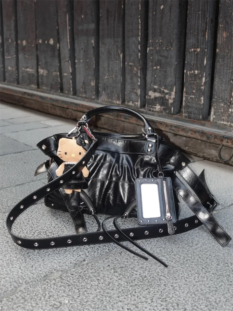 Retro-Design, Nieten-Motorradtasche, 2025, neue Sle Cool Girl, einzelne Schultertasche, bezaubernde Umhängetasche für Jugendliche, lässige Nutzung Image