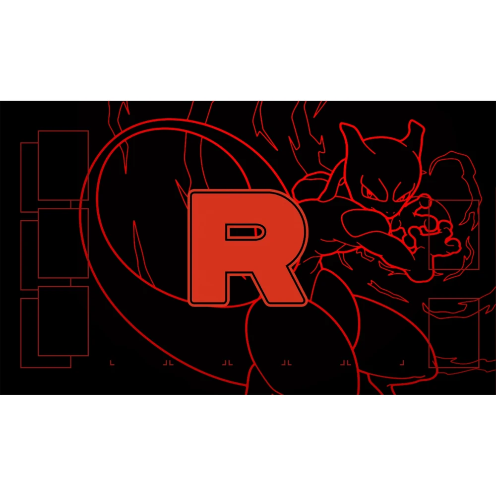 Pokemon Spielmatte Rocket Team Mewtwo Anime Einzelspieler PTCG Gummi Brettspiel Pad Mauspad Spielzeug Geschenk