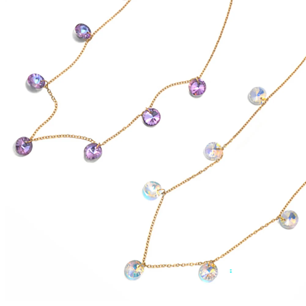 Lokaer Luxus Bling Bunte Zirkonia Kette Halskette für Frauen CZ Wasserdicht Edelstahl Exquisite Schmuck N25087 Image