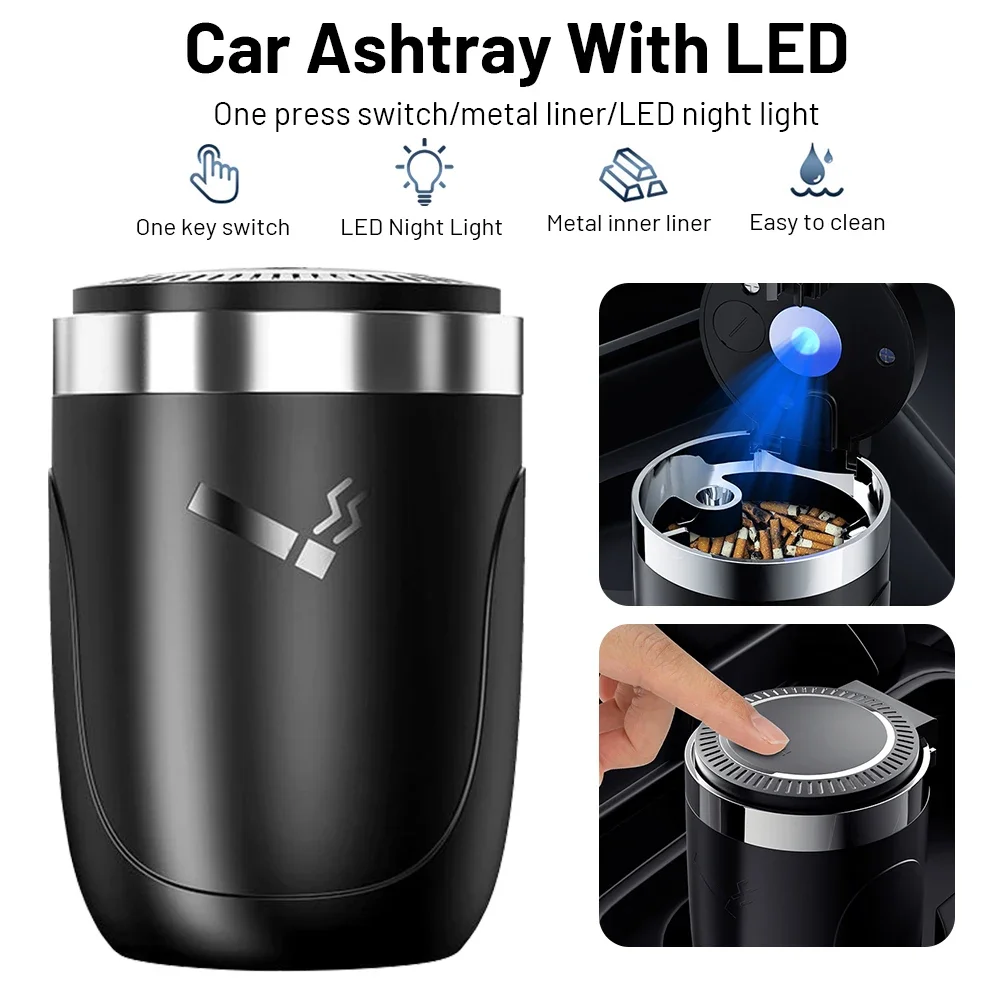 Auto Aschenbecher Mit Deckel Led Geruch Beweis Tragbare Aschenbecher Tasse Rauchfreien Auto Aschenbecher Flammschutzmittel Zigarette Halter Box