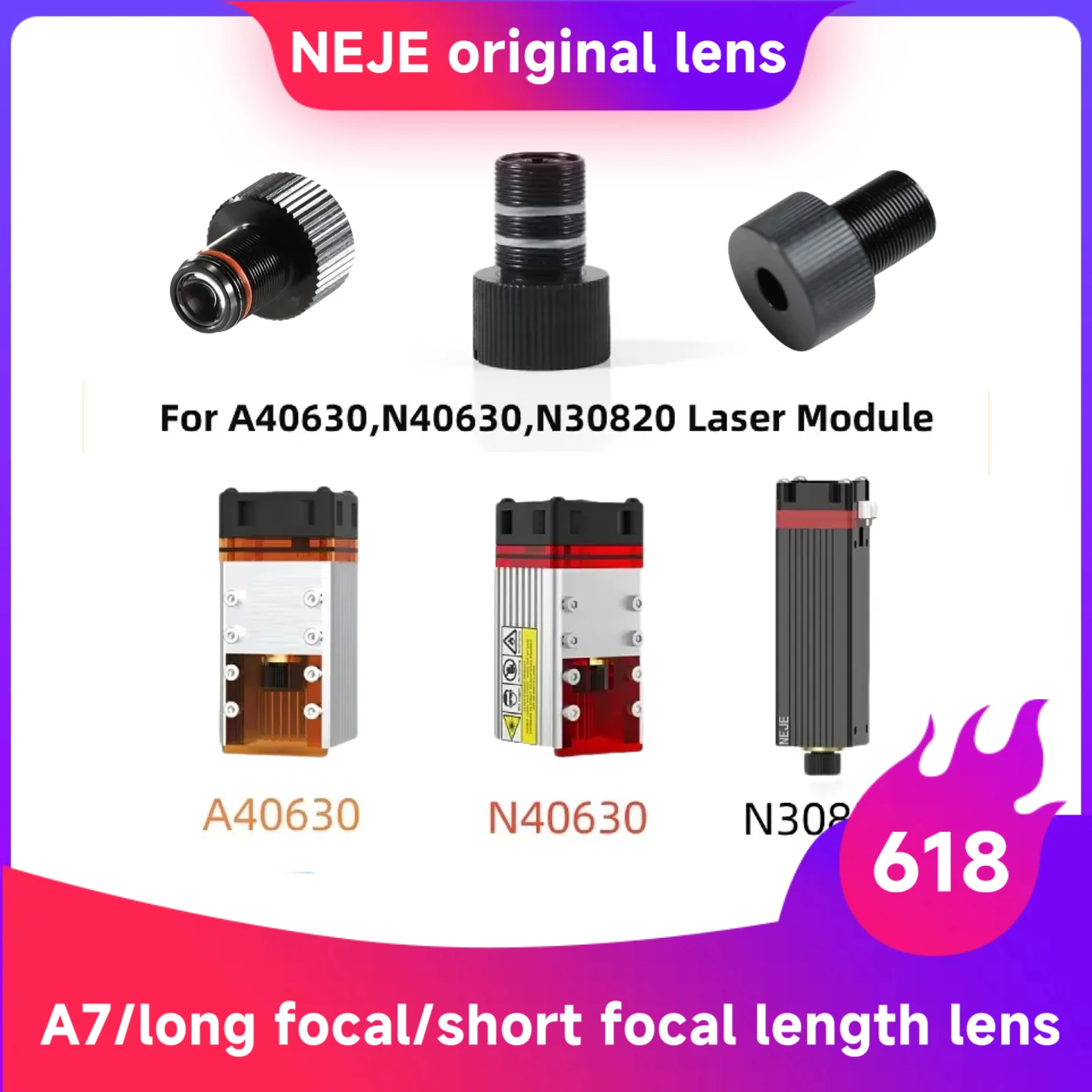 NEJE Original A7/Langfokus/Kurzfokuslinse passend für NEJE N30820 Lasermodul Kollimationsbeschichtung Ersatzglaslinse Image
