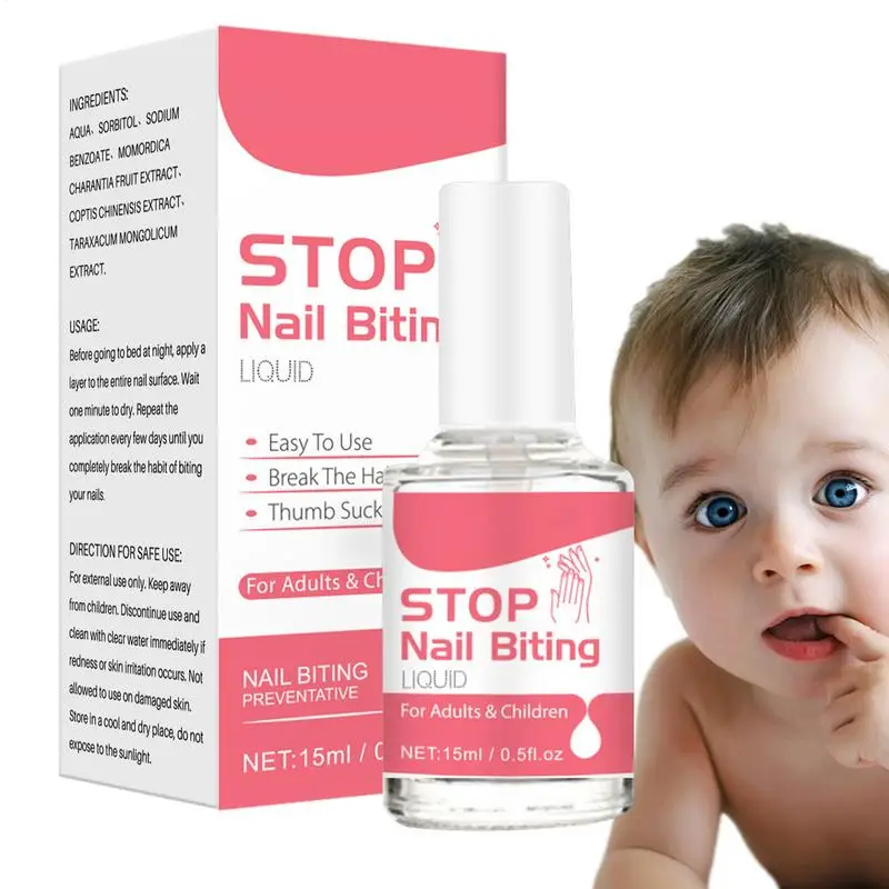 Neu15 ml Flüssigkeit zum Stoppen des Nagelbeißens 0,5 fl oz Anti-Biss-Nagellack Anti-Nagelbeißen für Kinderpflege für alle Alters, stoppt das Daumensaugen Image