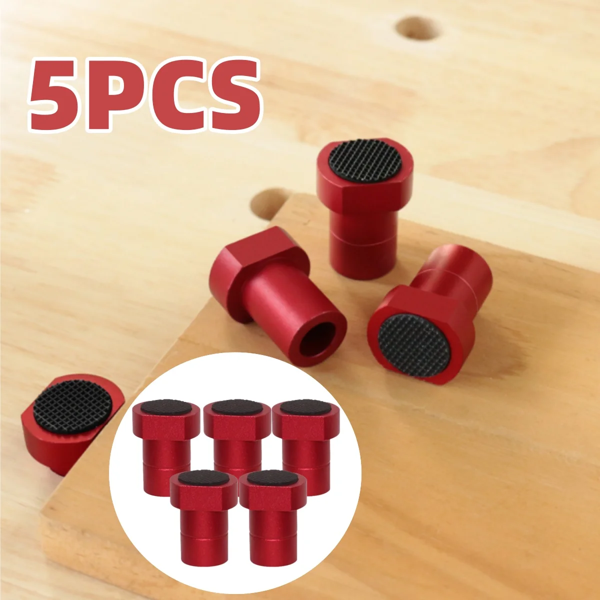 5 Stück 19/20 mm Bankhunde, Aluminiumlegierung, Bankhund stoppt rutschfeste Pads, Holzbank, Hundeklemme, professionelle Holzbearbeitungswerkzeuge Image