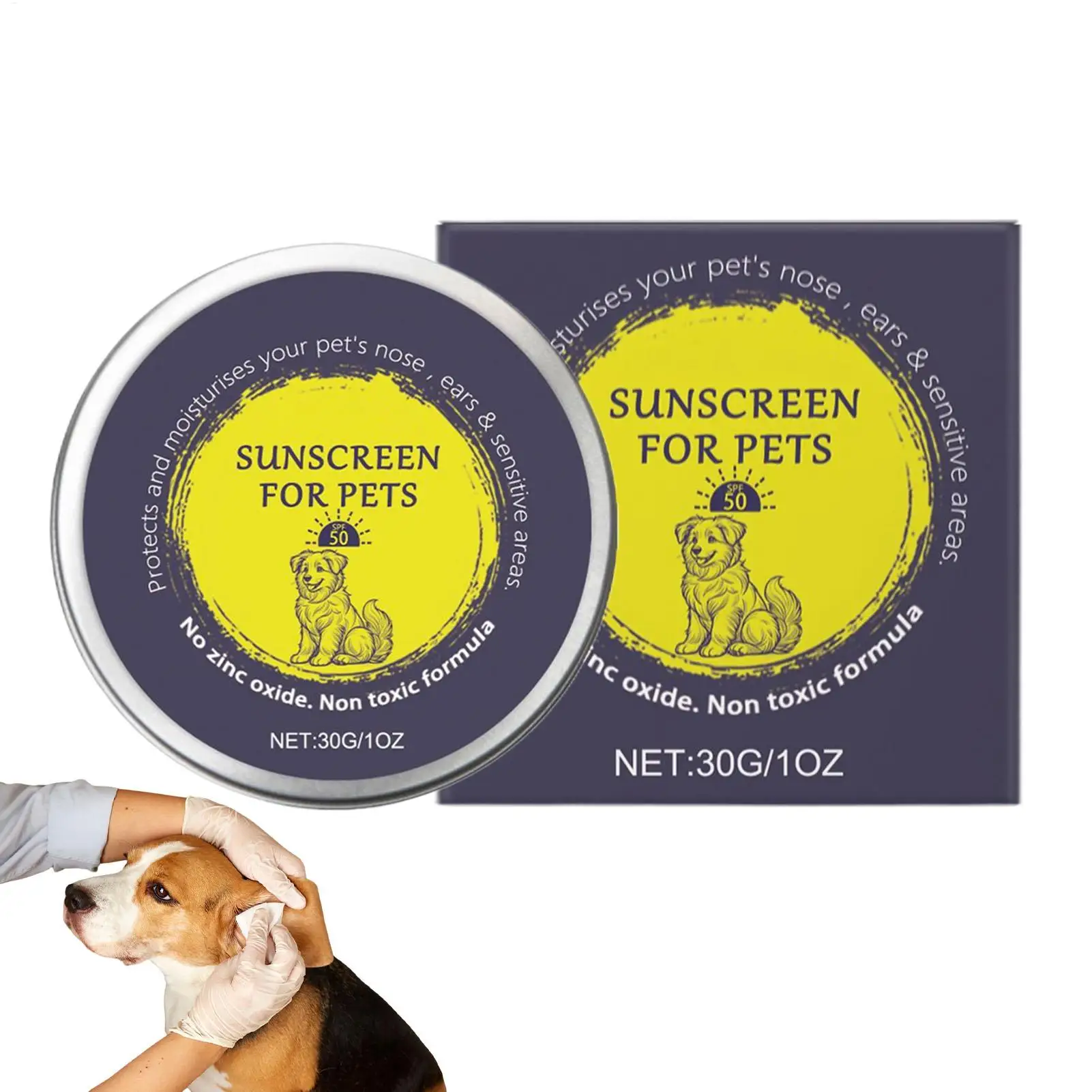 Natürliche Sonnencreme für Hunde und Katzen, Sonnenschutz für Hunde und Katzen, LSF, 30 g, feuchtigkeitsspendender Sonnenschutz, Hautpflege für Katzen und Hunde, für Outdoor-Wandern Image