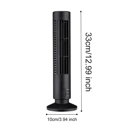 LED Tower Fan Mini Vertical Conditioner 2 Gear Speed USB Bladeless Fan Portable Stand Up Tower Fan for Living Room Bedroom