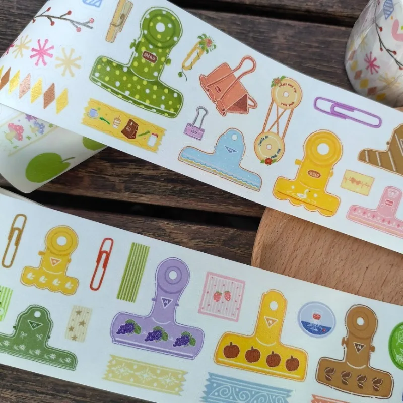 INS Little Clamp Die Cut Special Oil Washi Tapes Craft Supplies DIY Scrapbooking Card Making Decorative Plan Sticker