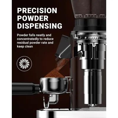 Coffee Grinder, Coffee Bean Grinder for Home Use with Grinding, LED Control Panel, Detachable Funnel Stand, Anti-static Design