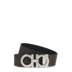 Salvatore Ferragamo Gürtel - Textured Tobacco Brown Calfskin Belt With Polished - Gr. 105 - in Grau - für Herren