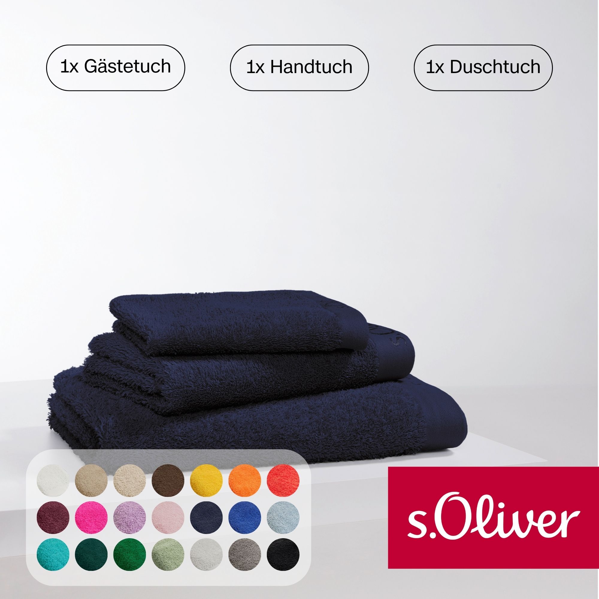 Handtuch Set S.OLIVER "s.Oliver, Premium Qualität, 600 gr/m²", blau (marineblau), 3 Stk., Walkfrottier, Walkfrottier, Obermaterial: 100% Baumwolle, Handtuch-Sets, 1 Gästetuch 30x50 cm, 1 Handtuch 50x100 cm, 1 Duschtuch 70x140 cm