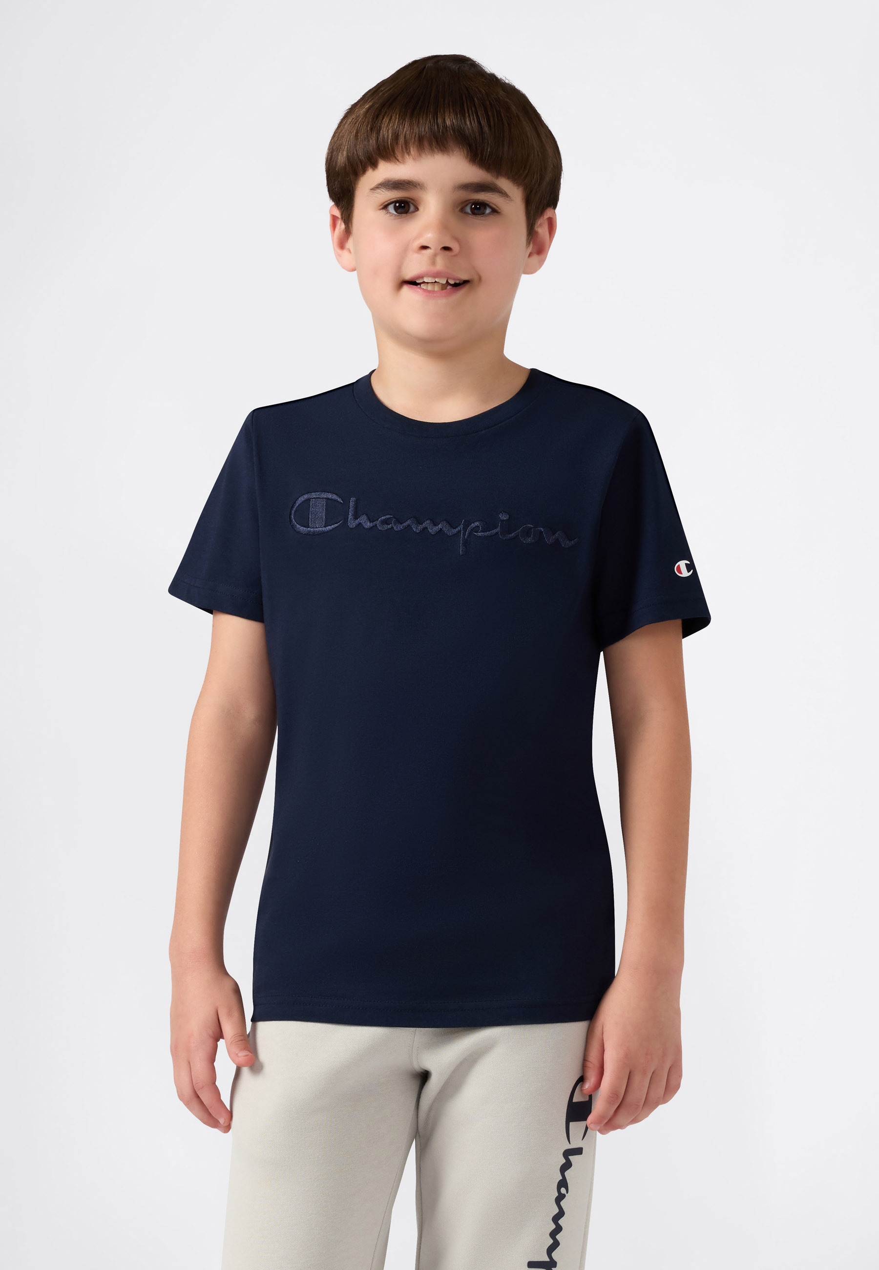 T-Shirt CHAMPION "ICONS TONAL Crewneck T-Shirt with Large Logo", Kinder, Gr. M (140/146), nny, Obermaterial: 100% Baumwolle, Shirts Image