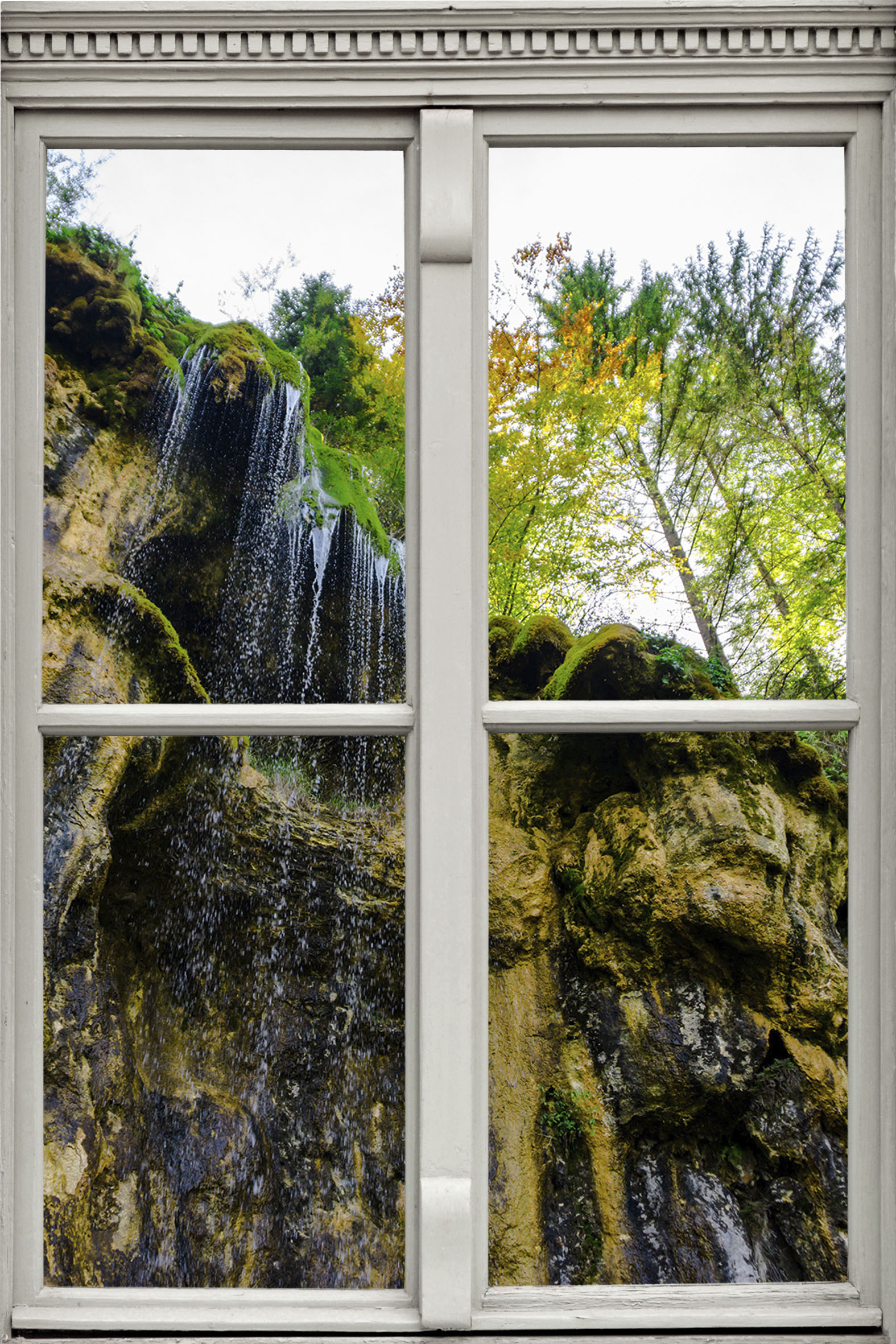 Wandsticker QUEENCE "Felswand", beige (natur), B:40cm H:60cm T:0,1cm, Wandtattoos, Wandsticker, Wandbild, selbstklebend, 3D, Fenster