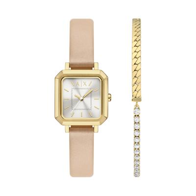 Quarzuhr ARMANI EXCHANGE, natur, goldfarben, Armbanduhren, Damen, Armbanduhr, Damenuhr, Edelstahlarmband, analog Image