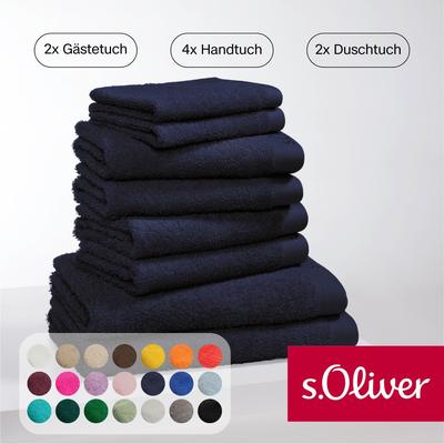 Handtuch Set S.OLIVER "s.Oliver, Premium Qualität, 600 gr/m²", blau (marineblau), 8 St., 2 Gästetücher 30x50cm-4 Handtücher 50x100cm-2 Duschtücher 70x140cm, Walkfrottier, Walkfrottier, Baumwolle, Handtücher (Packung), 2 Gästetücher 30x50, 4... Image