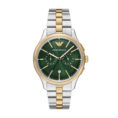 Chronograph EMPORIO ARMANI, edelstahlfarben, gelbgoldfarben, Armbanduhren, Herren, Quarzuhr, Armbanduhr, Herrenuhr, Edelstahlarmband, analog, Tag Image