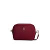 Mini Bag TOMMY HILFIGER "POPETTE CAMERA BAG", Damen, Gr. B/H/T: 22cm x 15cm x 6,5cm, rot (dunkelrot), Leder, Nylon, Taschen, Damen Umhängetasche, Schultertasche mit TH-Schmuckelement