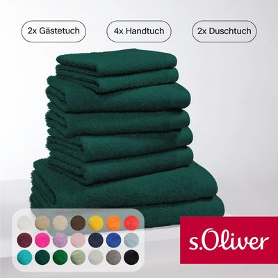 Handtuch Set S.OLIVER "s.Oliver, Premium Qualität, 600 gr/m²", grün (flaschengrün), 8 St., 2 Gästetücher 30x50cm-4 Handtücher 50x100cm-2 Duschtücher 70x140cm, Walkfrottier, Walkfrottier, Baumwolle, Handtücher (Packung), 2 Gästetücher 30x50, 4... Image