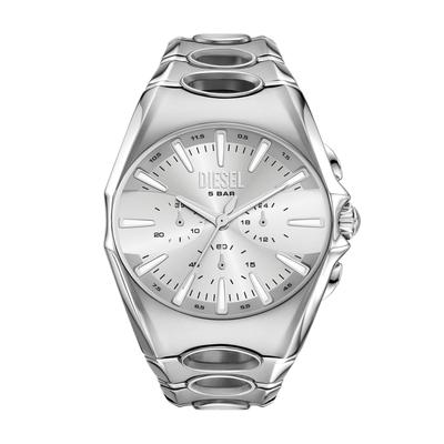 Chronograph DIESEL "D-CURVE", edelstahlfarben, Armbanduhren, Herren, Quarzuhr, Armbanduhr, Herrenuhr, Edelstahlarmband, analog Image