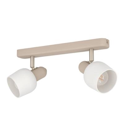 EGLO Deckenspot "CORATO", beige (sandfarben, nickel, matt weiß, 2er, spot), H:12,50cm L:30,00cm, Lampen, Deckenlampe, Metall in Sandfarben, Nickel-Matt, Glas in Weiß, E14 Image