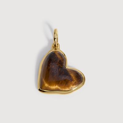Gold Heart Gemstone Pendant Tigers Eye