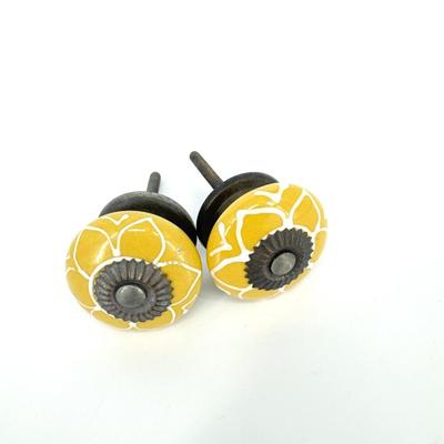 Anthropologie Accents | Anthropologie Set Of 2 Golden Yellow Ceramic Drawer Cabinet Pulls | Color: White/Yellow | Size: Os