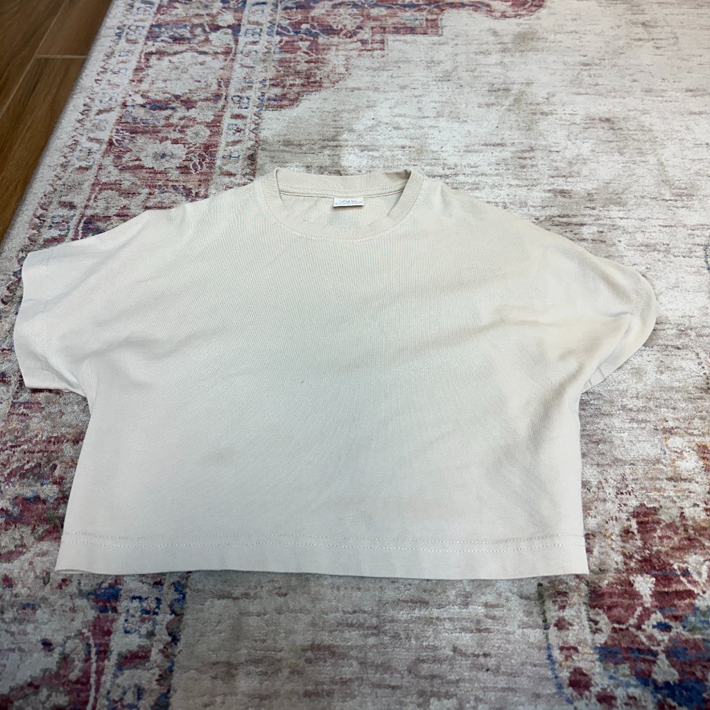 Zara Shirts & Tops | Zara Kids Girls Short Sleeve Light Cream Top Size 8-9 In Good Shape! | Color: Cream | Size: 8-9