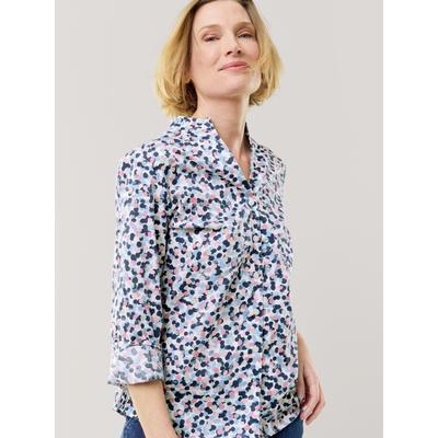 Walbusch Damen Bügelfrei-Bluse Kelchkragen Blau gepunktet Image