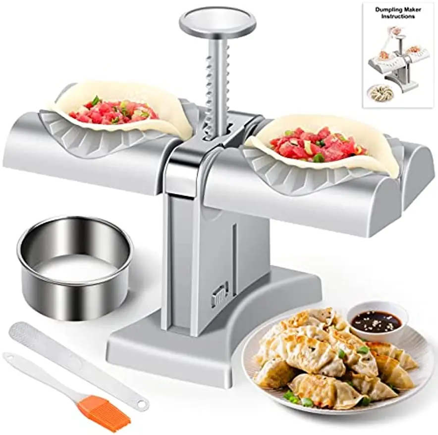 Automatische Knödel Maker Presse Haushalt Doppel Kopf Knödel, Der Form Maschine Empanadas Pierogi Maker Werkzeuge Küche Gadget Image