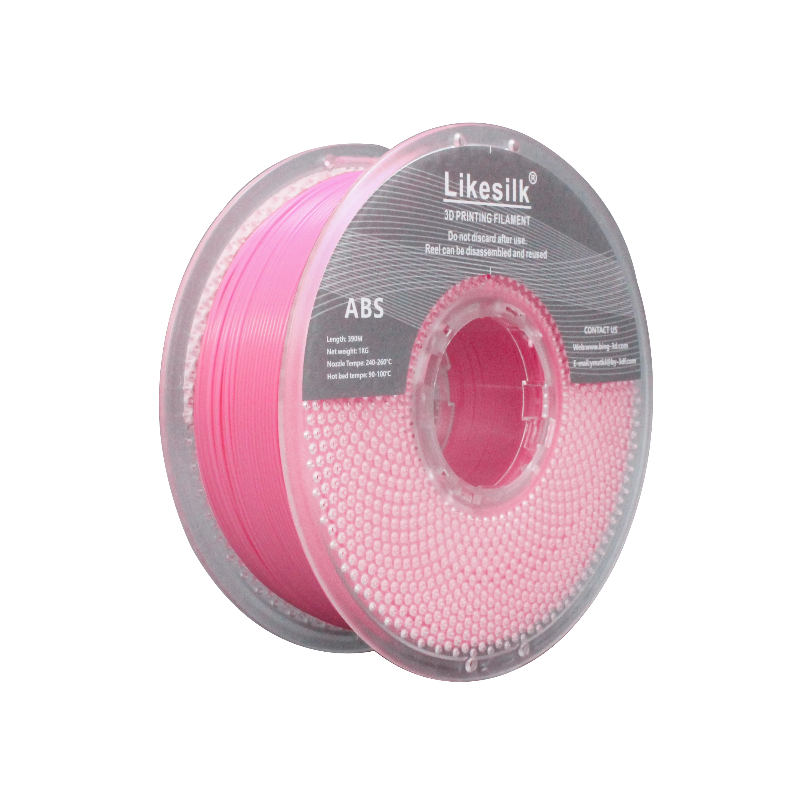 Likesilk ABS 1,75 mm 3D-Drucker-Filament, ordentliches und robustes 1,75-mm-Filament für 3D-Druck, Genauigkeit +/- 0,02 mm rosa 1 kg Spule (2. Image