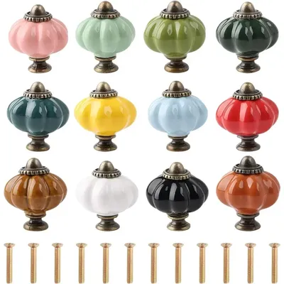 1/12pcs Cabinet Knobs Pumpkin Kitchen Cabinets Pulls Ceramic Dresser Wardrobe Cupboard Knobs Cabinet Door Knobs Furniture Handle