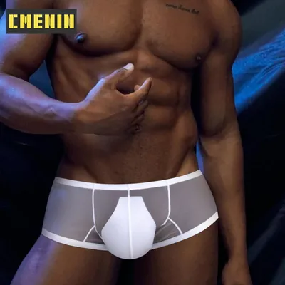 CMENIN Transparent Sexy Männer Boxershorts Große Gabelung Beutel Herren Unterhose Ultra-dünne Atmungsaktive männer Unterwäsche Mann Boxer kurze Image