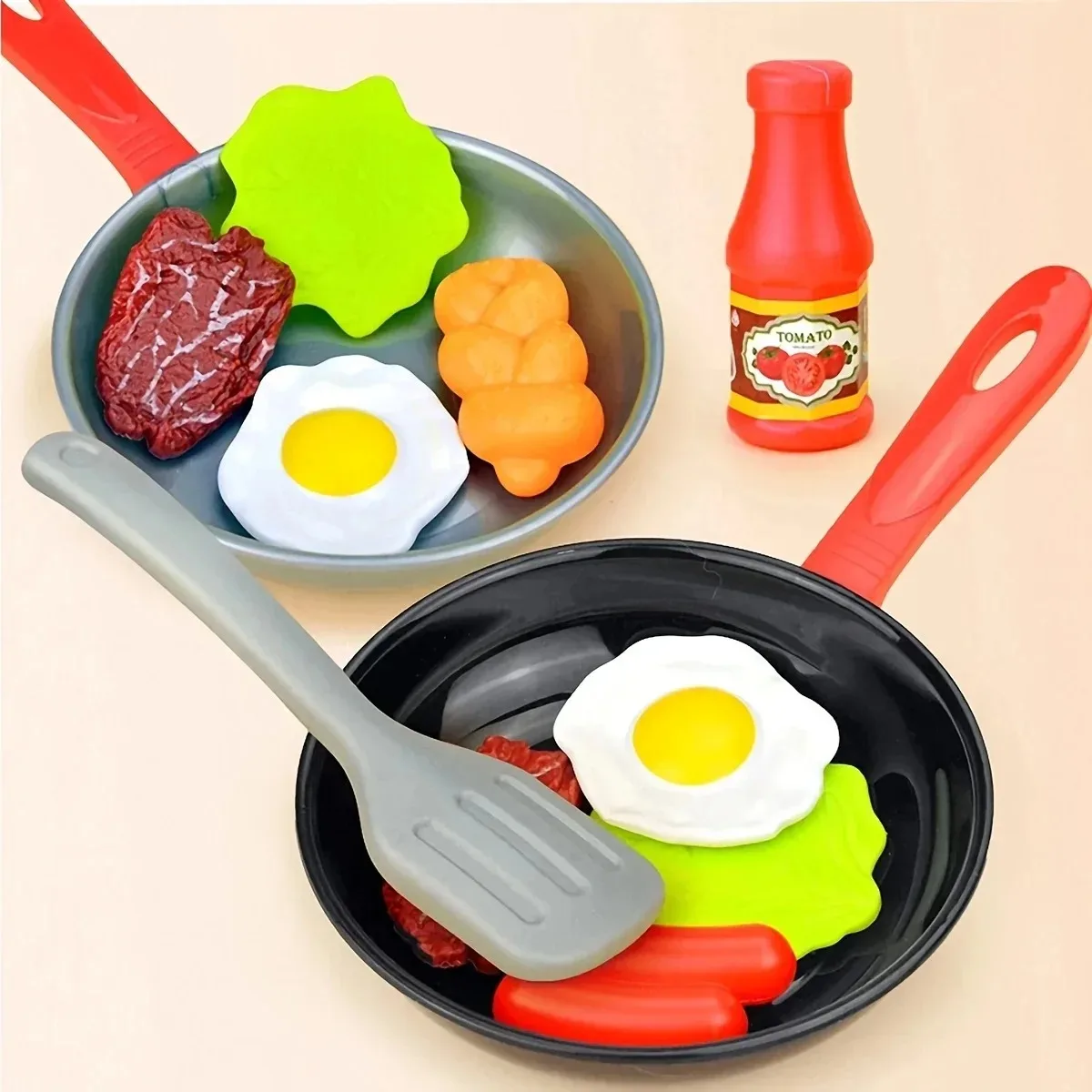 Ensemble de cuisine pour enfants, 8 pièces, ustensiles de cuisine avec Steak, légumes, pain et Hot Dog, jeux de cuisine pour tout-petits
