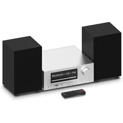100W Bluetooth Stereo Shelf System, CD Player, FM Radio, Backlit LCD Display, USB, AUX, Compact Bookshelf Hi-Fi System | HiFi300