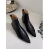 Elegante Frauen Spitz High Top Schuhe Block Heels Büro Dame Arbeit Echtes Leder Stiefeletten Mode Designer Moderne Stiefel