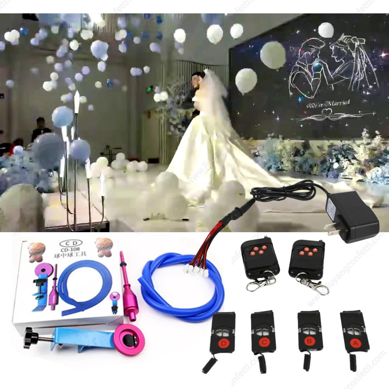 Ballonstrahlmaschine Explodierungsset Bühne Party Dekoration Hochzeit Geburtstag Babyparty Neujahr Weihnachten 8 12-Kanal-Fernbedienung Image
