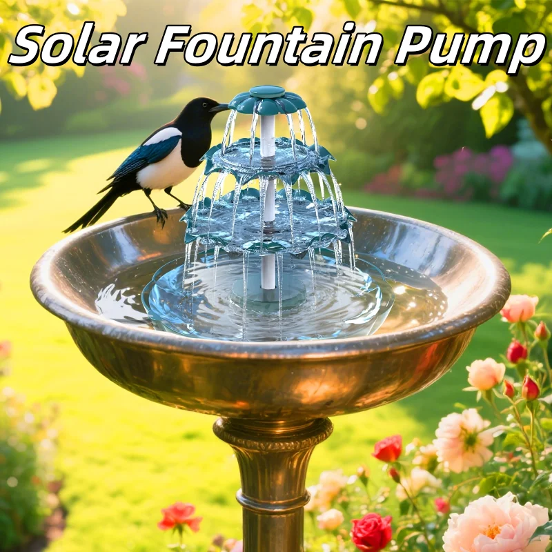 1 Stück drei Laye Solar-Vogelbadbrunnen mit Solarzellen, abnehmbares Solarbrunnen-Set für Teich- und Gartendekoration im Freien