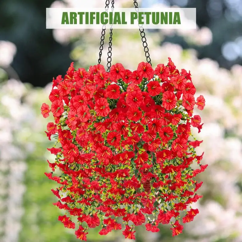 Künstliche Petnias für den Außenbereich, 2 x gefälschte Petnias, Seidenblumen, wetterfest, UV-beständig, simulierte bunte ewige Pflanzen Image