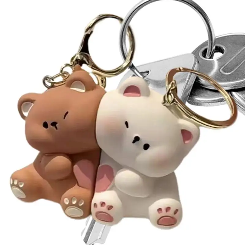 2 Stück Auto-Schlüsselanhänger, Taschenanhänger, magnetischer Schlüsselanhänger, Bären-Anhänger, Bär, Paare, Schlüsselanhänger, Tier-Schlüsselanhänger für Geldbörsen, Taschen, Schlüssel Image