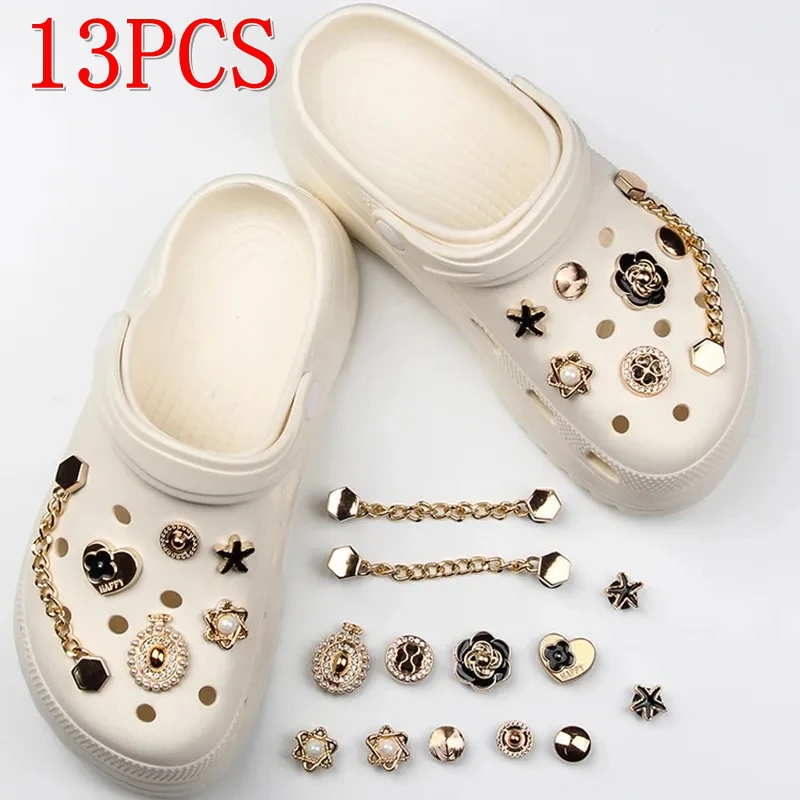 Blumen Hexagramm Ornamente für Mädchen Frauen Schuhe Metallic Gläser Accessoires Schuhe Applikation Metall Zehensets für Sandale Schuh Charms