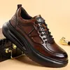 Echtes Leder Schuhe Herren Trendy Athletic Casual Walking Business Büro Luftpolster Sneaker Sport Leicht Streetwear Braun