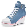 Frauen High Top Canvas Sneakers Wedges Schuhe Damen Denim Ankle Lace Up Damen Ankle Canvas Schuhe Frau Größe 35-43