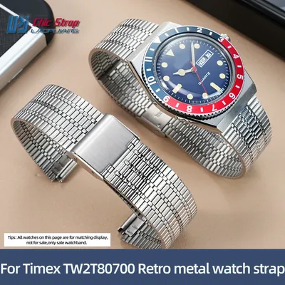 For Timex Q TIMEX Series Retro Watch Metal Watch Strap TW2T80700 TW2U61300 TW2U61200 Stainless steel Watchband Waterproof 18mm