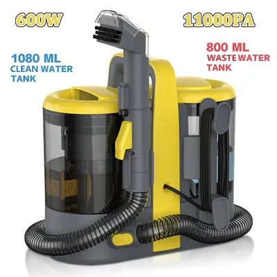 600 W Handheld-Teppichreiniger, 11 kPa, tragbarer Fleckenreiniger für Auto, Sofa, Tierhaarspray, Saugkraft, integrierte Reinigungsmaschine Image