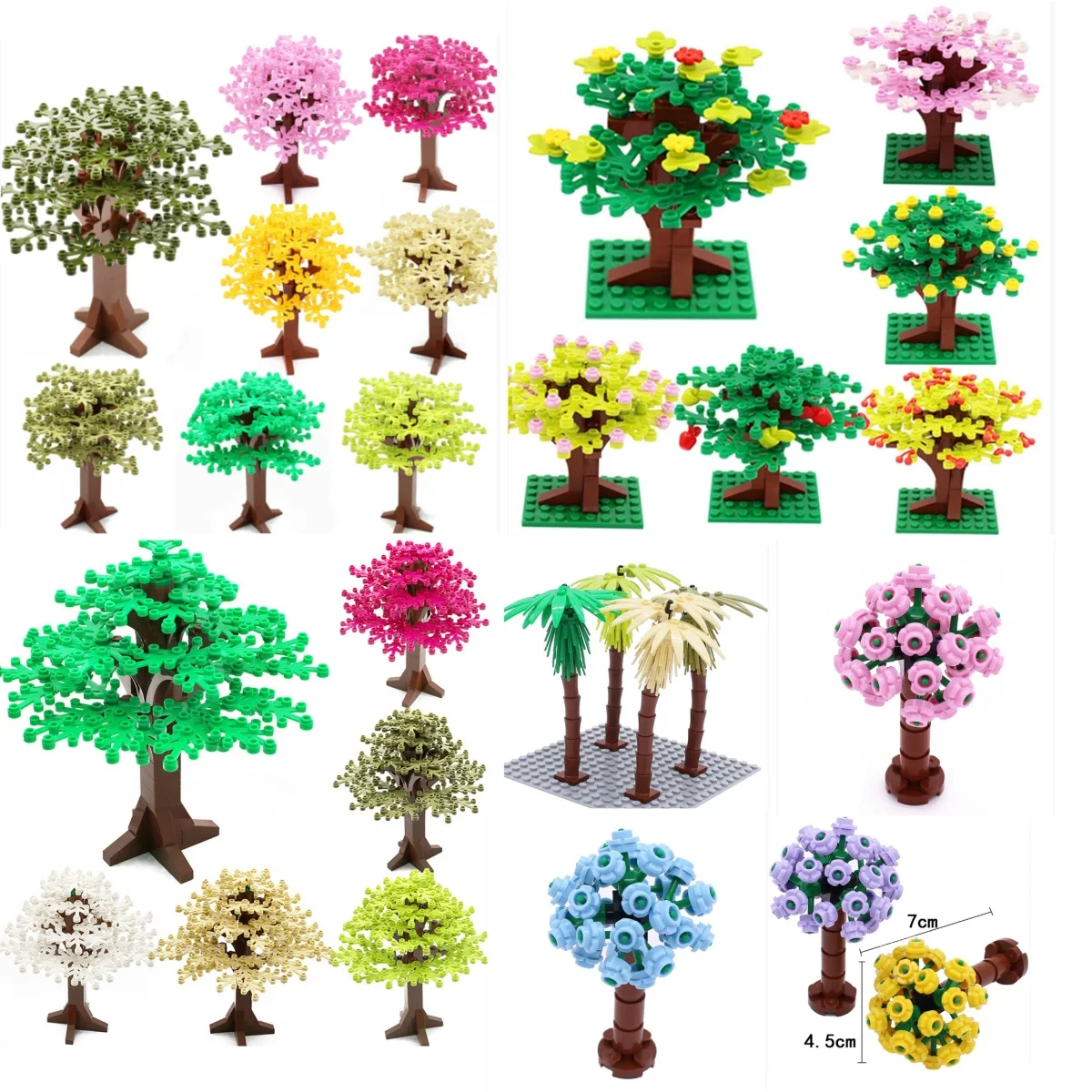 Gebäude Blöcke Baum Blume Sets Stadt Pflanze Garten Bonsai Wald Natürliche Stadt Street View Park Dschungel MOC Modell Spielzeug Für Kinder Image