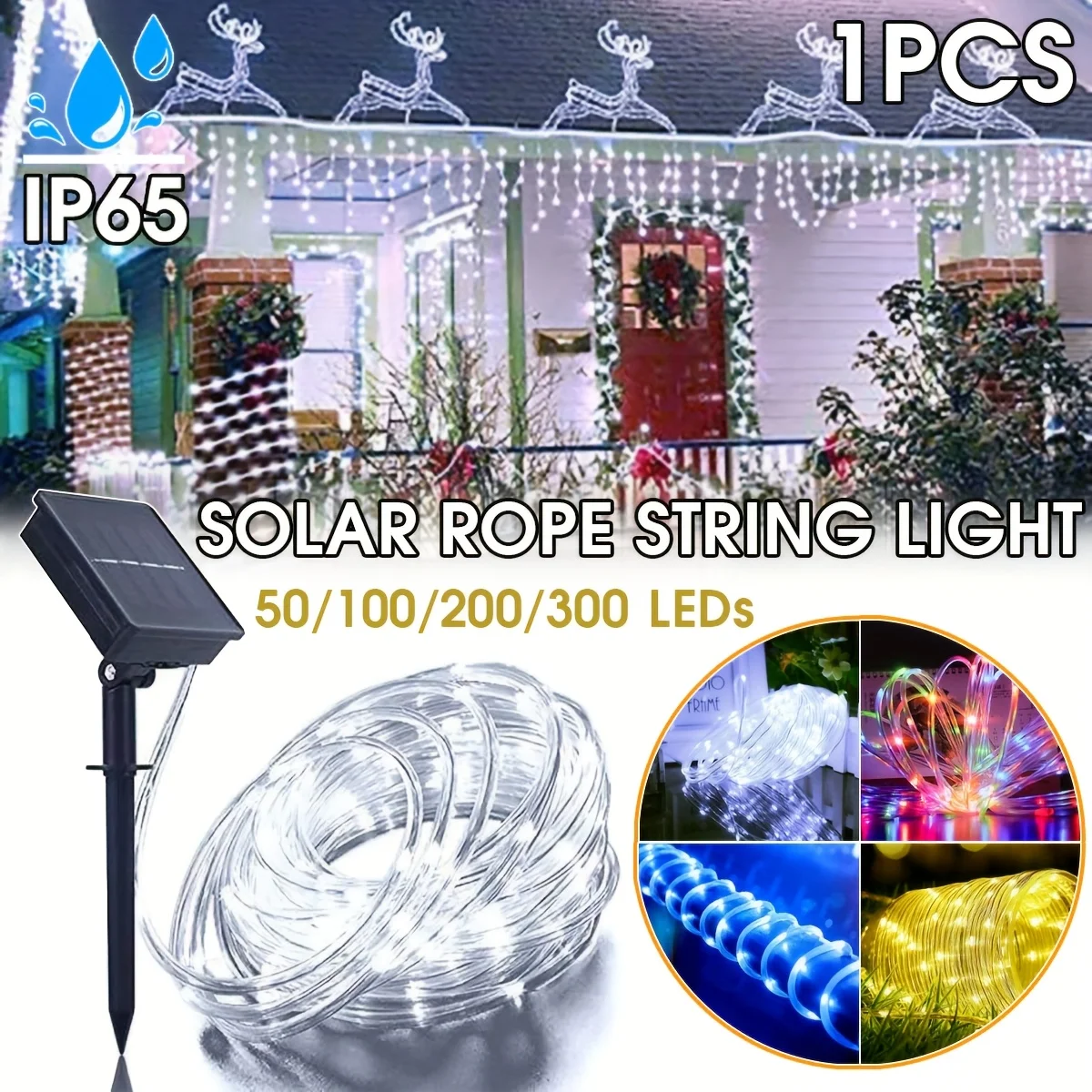 Solar-Lichterkette, 50/100 LEDs, 8 Modi, Weihnachtsbeleuchtung, wasserdicht, für den Außenbereich, Garten-Lichterkette, Hochzeit, Urlaubsdekorationen